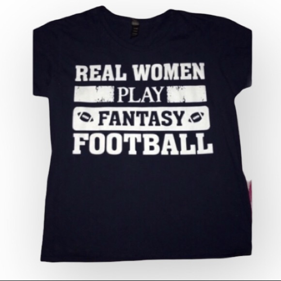 Real Women Play Fantasy Football Short Sleeve Graphic Tee / Size Large - Picture 1 of 3